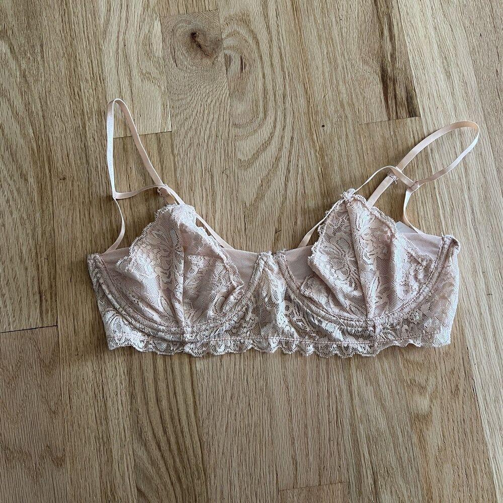 Sheer Lace Underwire Bralette - Blush Pink